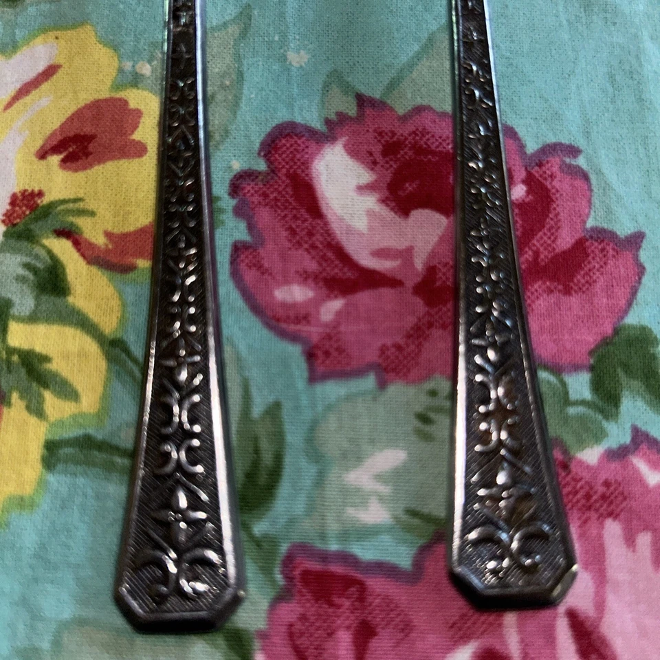 4 INTERPUR FLORENZ 4 PETAL TABLESPOONS JAPAN 6 1/4" STAINLESS Replacement VTG - Image 3 of 4