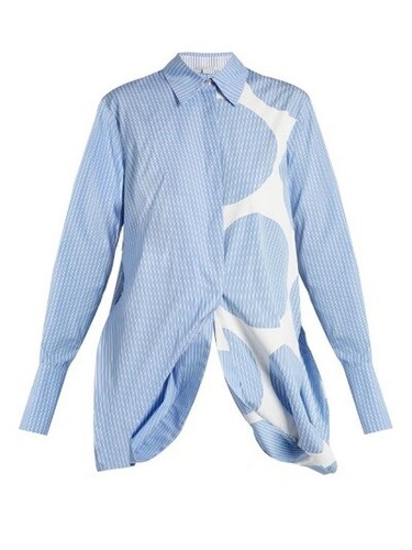 CAMICIA A RIGHE EEC STELLA MCCARTNEY MANUELA STAMPA CIRCOLARE BLU TAGLIA 38 $463 - Foto 6 di 12