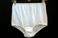 Sz 7 Vtg 60s NOS 100 Cotton Granny Panties WHITE Dbl. Crotch Briefs Blue Swan