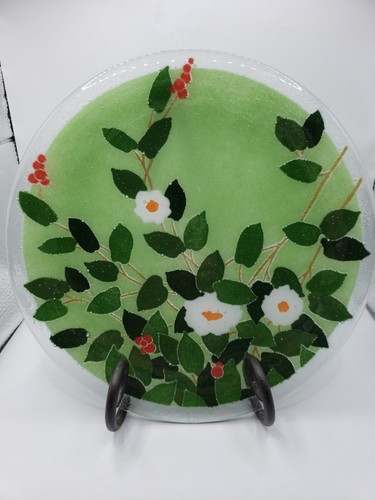 Peggy Karr Signed Fused Art Glass Verbena Charger Plate 11” - Picture 3 of 4