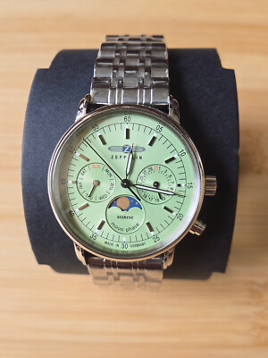 Zeppelin Moonphase Women's Watch Green Dial Date Day 8637M-4