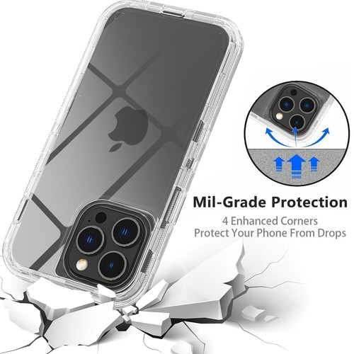 For iPhone 14 13 12 11 Pro Max XR Shockproof Clear Case Cover Screen Protector - 第 3/20 張圖片