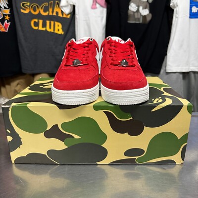 Bape Bapesta Low Red Suede Size 8.5 9 11 | eBay
