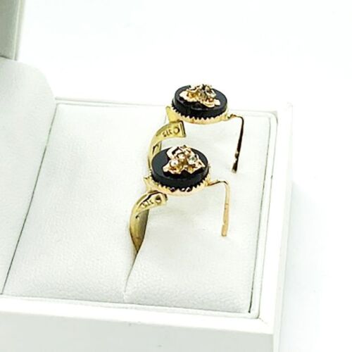 Antique Onyx & Diamond Earrings with Handmade Clover Leaf - Picture 10 of 10