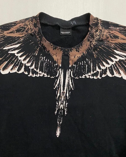 成人 L 码 Marcelo Burlon 卫衣带翼设计长袖圆领意大利 — 第 4/4 张图片