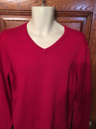 INC International Macy's Red Merino Wool SWEATER, Size M, Deconstructed Seams - Picture 3 of 7