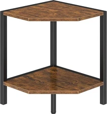 Corner Shelf Stand 2 Tier Industrial Bookshelf Multipurpose Standing Display