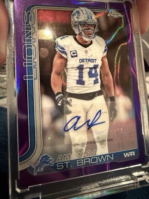 2025 Topps Chrome NFL Amon-Ra St. Brown Auto Purple /75 Detroit Lions