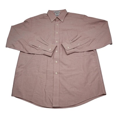 LL Bean Shirt Mens 15.5 35 Red Pink Long Sleeve Button Up Dress NEW