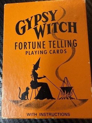 VINTAGE GYPSY WITCH FORTUNE TELLING CARDS BLACK CAT CAULDRON