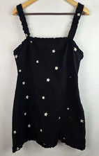 Kendall & Kylie Dress Womens Size Large Black Flowers Sleeveless Mini Dress