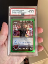 Elly De La Cruz Rookie Auto Green Refractor /99 - 2024 Topps Chrome - PSA 10 TY