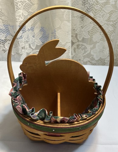 Longaberger 1999 Large Stained Easter Basket #14061, Bunny Wooden Divider, COA - Bild 1 von 12