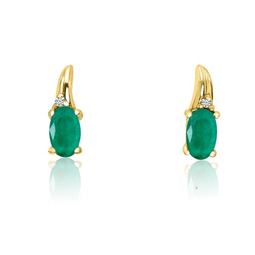 LXR 14k Gelbgold Smaragd und Diamant Ohrringe 0.3 ct - Bild 2 von 3