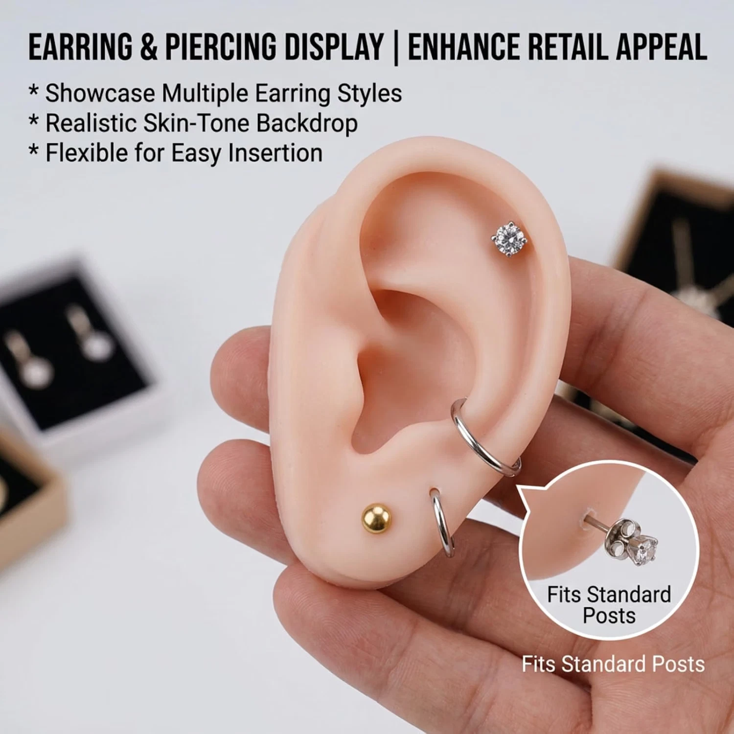 Silicone Ear Model 1 Pair Soft Ear Model, Human Ear Model Flexible Fake Ear S... image 7