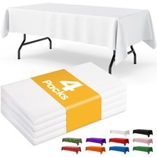 White Plastic Table Cloth - 4 Pack 54" 108" Rectangle Disposable Tablecloth...