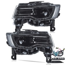 FULL LED Headlights Black Housing For 2014-2022 Jeep Grand Cherokee Front Lamps