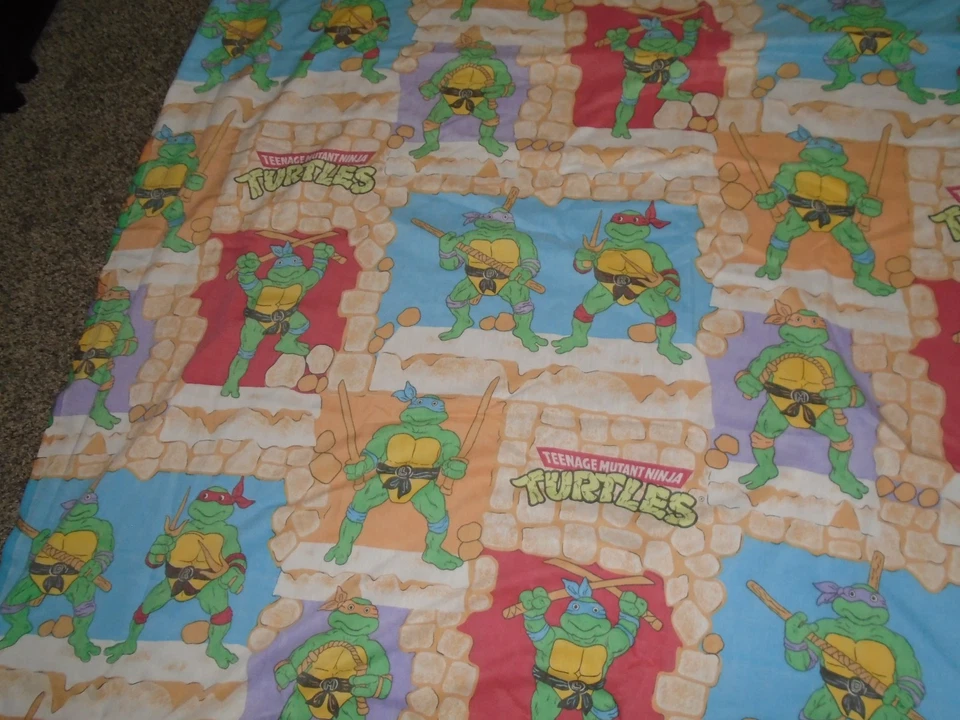Винтажная полноразмерная простыня 1988 TMNT Twin Flat Teenage Mutant Ninja Turtles - Изображение 3 из 4