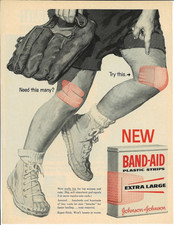 1960 BAND-AID Tin Johnson & Johnson First Aid Vintage Magazine Print Advertising