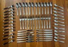 Lot of 60 Pieces Oneida Metra Stainless Flatware Complete Service for 12