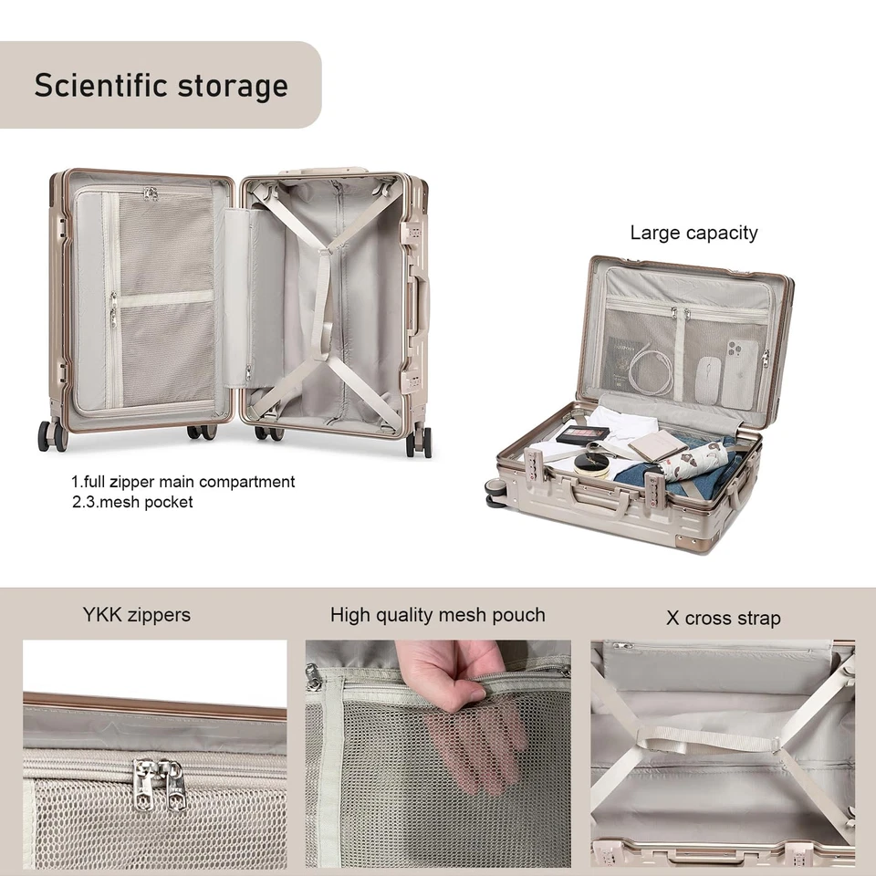 Equipaje de mano con ruedas giratorias Maleta ligera de 20 pulgadas incorporada TSA A... Foto 3 de 4