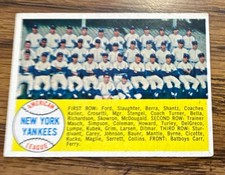 1958 Topps Baseball Third Series New York Yankees Team Card & Checklist #246 EX+