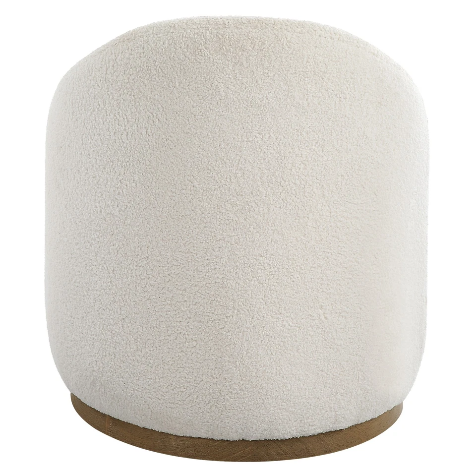 Uttermost 23186 Swirl 21"W Fabric Accent Stool - Natural Faux Sheepskin - Image 2 of 4