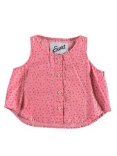 Vintage Swat Girls S Midriff Top Sleeveless Neon Pink Geometric Triangles Vest