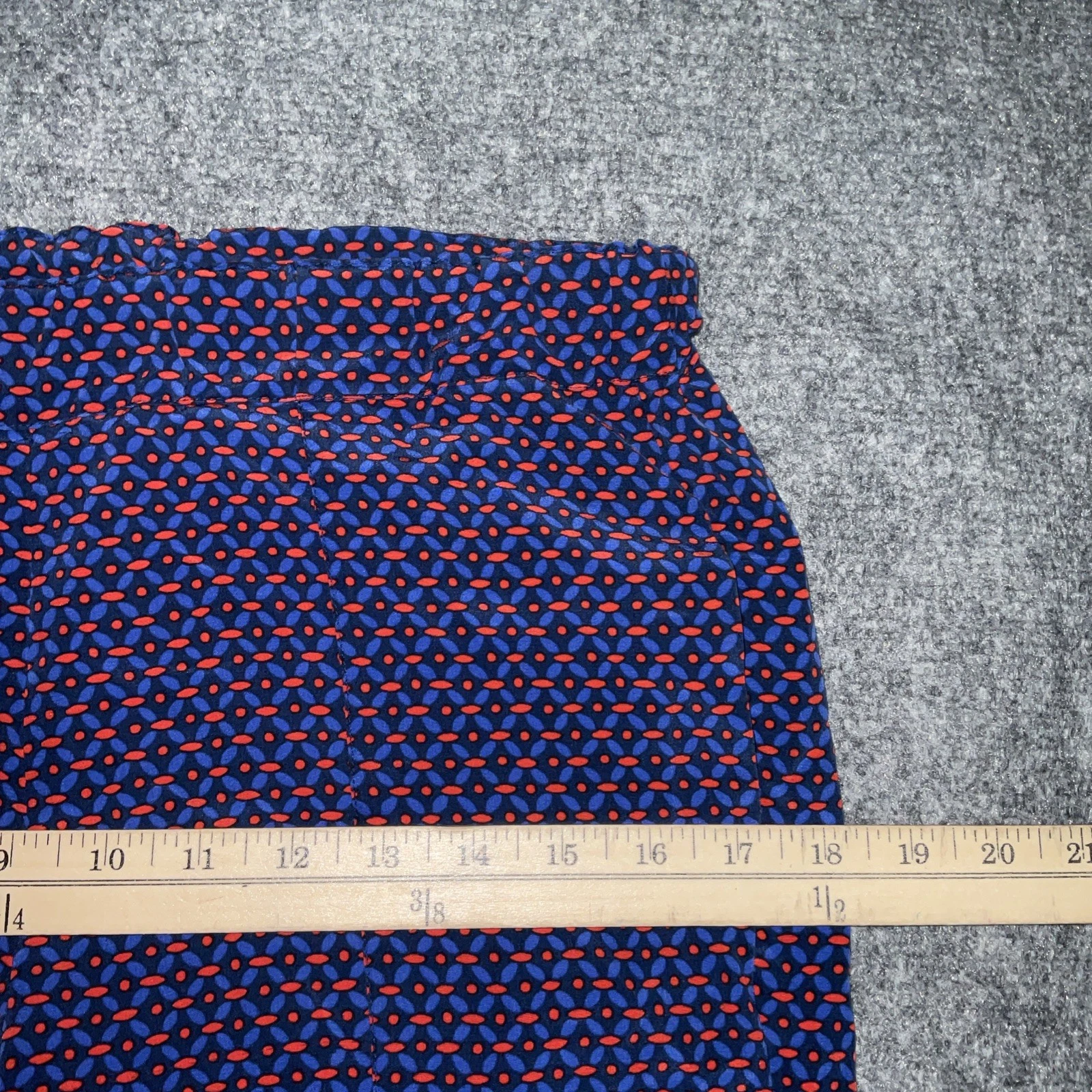 Pantalone donna Tory Burch taglia S blu rosso geometrico seta Talia