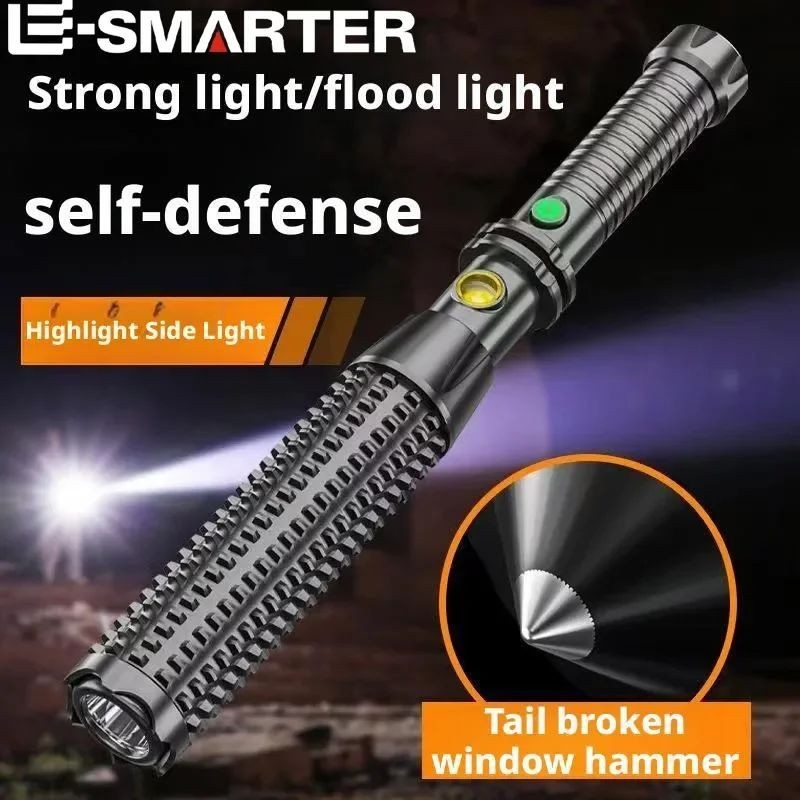 Tactical Self-Defense Flashlight Rechargeable Emergency Window Breaker