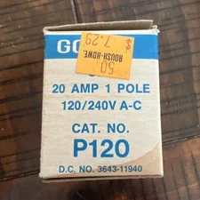Gould ITE Pushmatic P120 Breaker 20A 1 Pole HACR Type Bulldog Siemens NOS