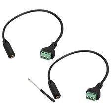 3.5mm Stereo Audio Female Jack to AV 3 Pin Screw Terminal, Pack of 2