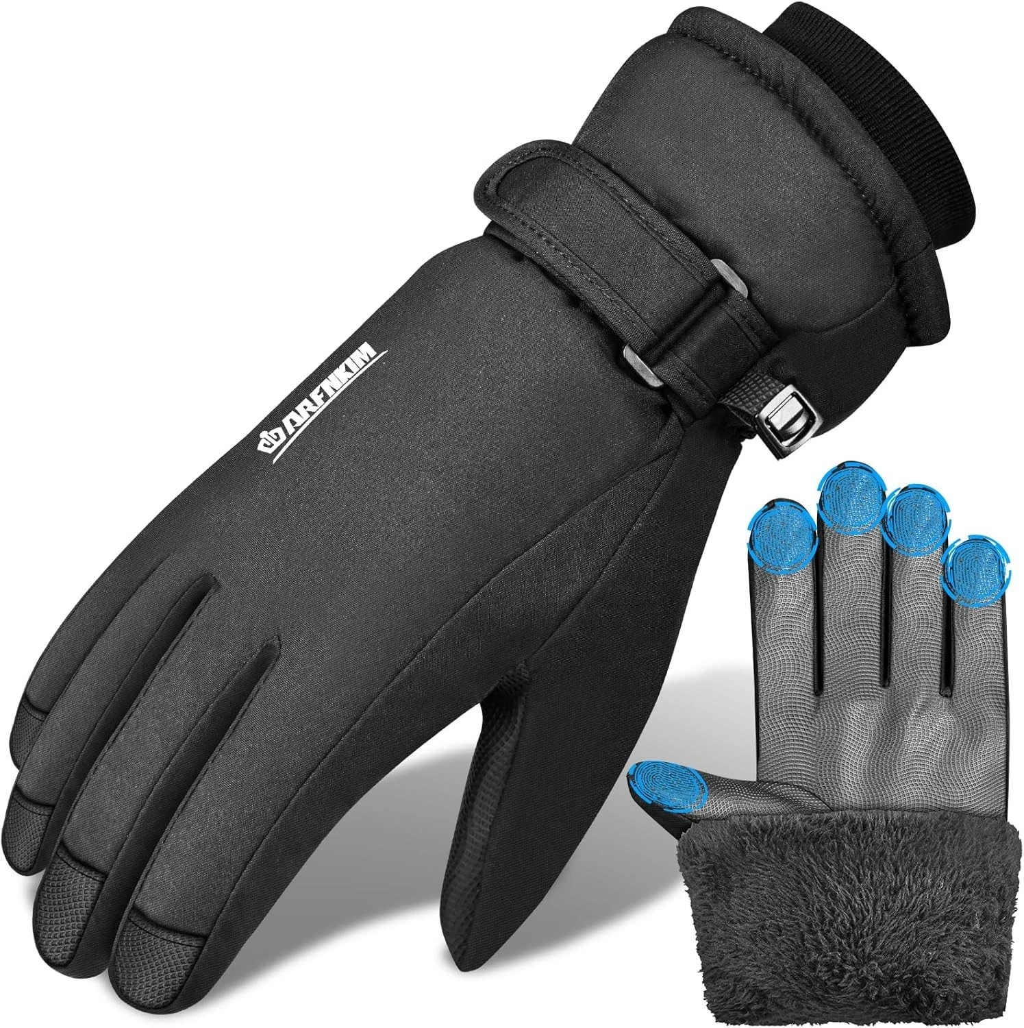 XL Waterproof & Windproof Winter Gloves Fleece Lining -20℉ Coldproof Ski Gloves