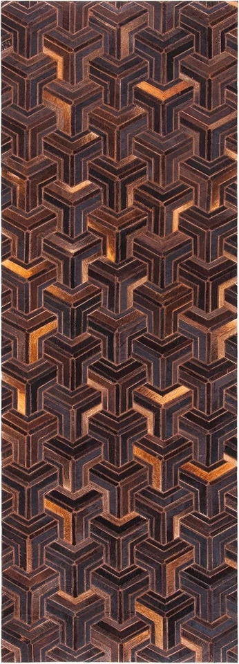 Hand Woven Natural Cowhide Hair on Patch Work Leather Modern Room A-05 - Image 2 of 4