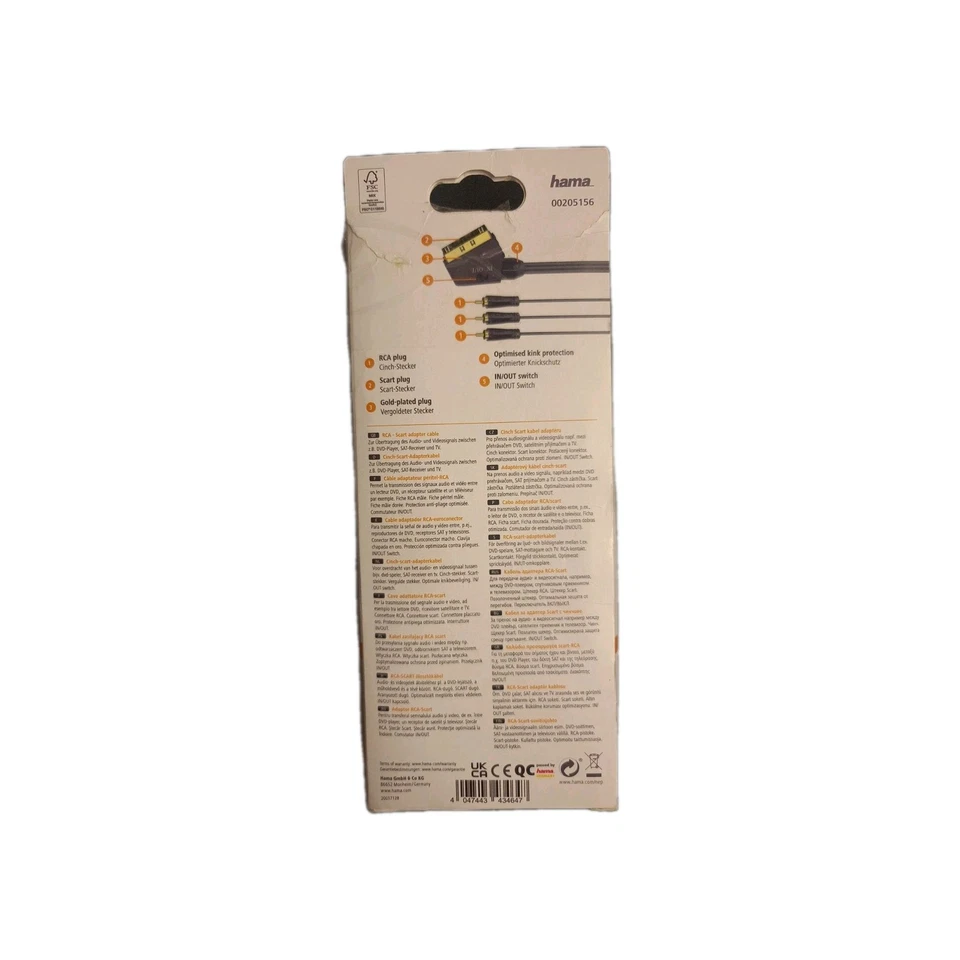 Hama Scart-Stecker auf 3 Cinch-Stecker Kabel, 1.5 m, B00205156 - Bild 2 von 2