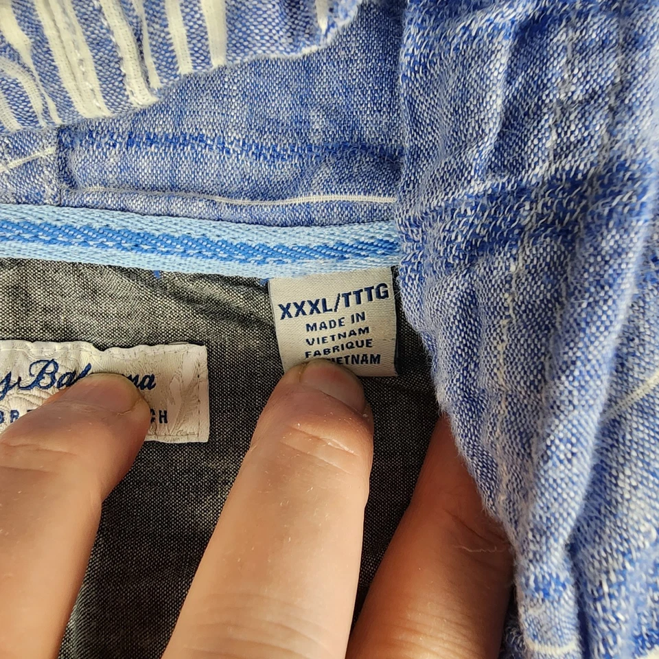 Tommy Bahama Sudadera con Capucha Para Hombres 3XL Azul Rayas Lino Barbados Breeze Elastizada Foto 3 de 4