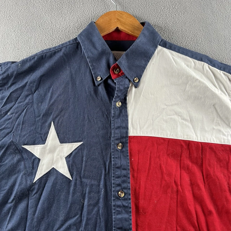 Camisa De Colección Texas Para Hombre XL Bandera de Texas EE. UU. Vaquero Occidental Abotonada Gibson Foto 3 de 4