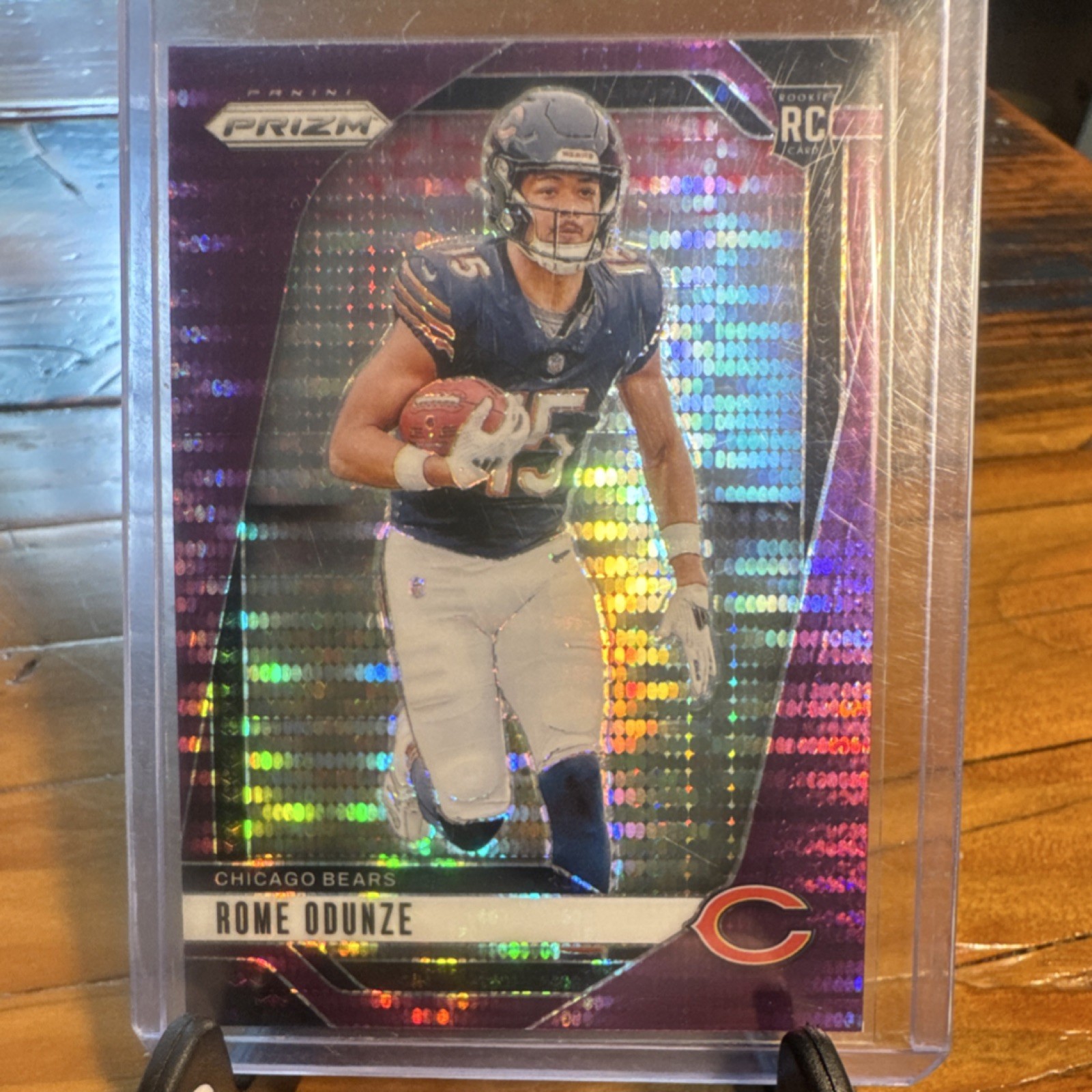 Panini 2024 Prizm Rome Odunze #385 Rookie Purple Pulsar Prizm Chicago Bears