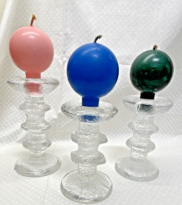Vintage Iittala  Festivo,Set of 3 Glass Candle holders, Timo Sapaneva, Finland