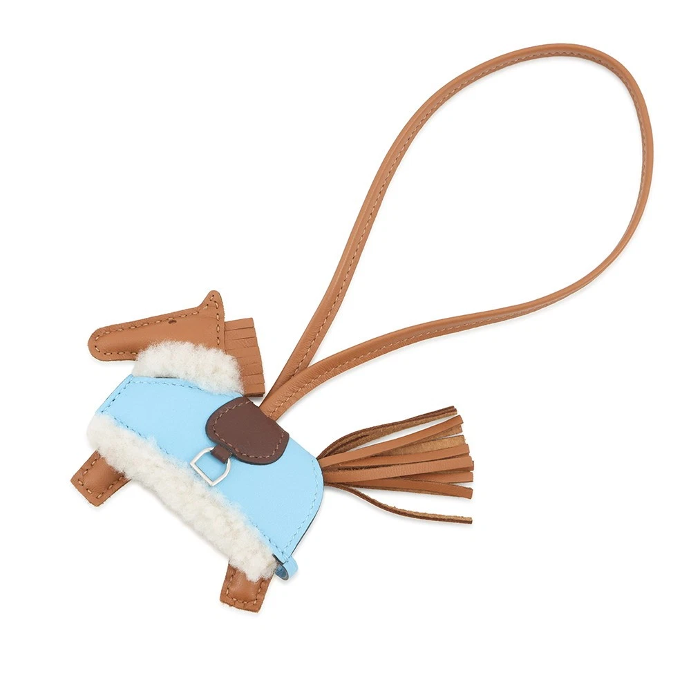 Hermes — HERMES Rodeo Robeo Plush Size PM Lambskin/Mouton Gold/Celeste/Terre
