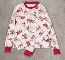 Pottery Barn Kids Adult Small Christmas Pajama Set Santa Organic Cotton Reindeer