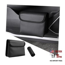 Car Trash Can, Magnetic Leather Vehicle Hanging Dustbin Container with Lid,