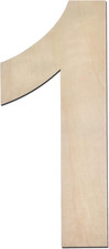 12 Inch Wooden Number 1, 1/4 Inch Thick Large Unfinished Wood Number for Home Wa