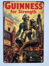 Guinness Beer Metal Sign - Guinness For Strength Retro Vintage 1950&rsquo;s Robot