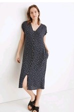 Madewell Easy Midi Dress in Spring Fling. Navy Blue, size XS Cottage Core