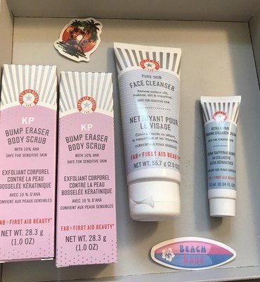 FIRST AID BEAUTY bump eraser, face cleanser and collagen cream set