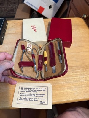 5-Pieces Premium Stainless Steel Manicure Set Made in Solingen Germany NIB RED