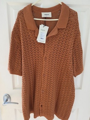 Unison Chevron Button Thru Knit. Burnt Sienna Colour. RRP $119