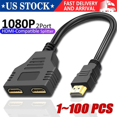 #ad 4K HDMI Cable Splitter Adapter 2.0 Converter 1 In 2 Out 1 Male to 2 Female lot $41.09