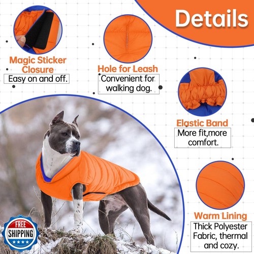 Lelepet Reversible Dog Jacket Warm Dog Winter Coat Ultra Lightweight Windproo - Picture 3 of 5